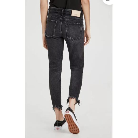 Moussy Vintage 27 Distressed Black Staley Tapered Jeans Button Fly Cotton Fray - Picture 15 of 15